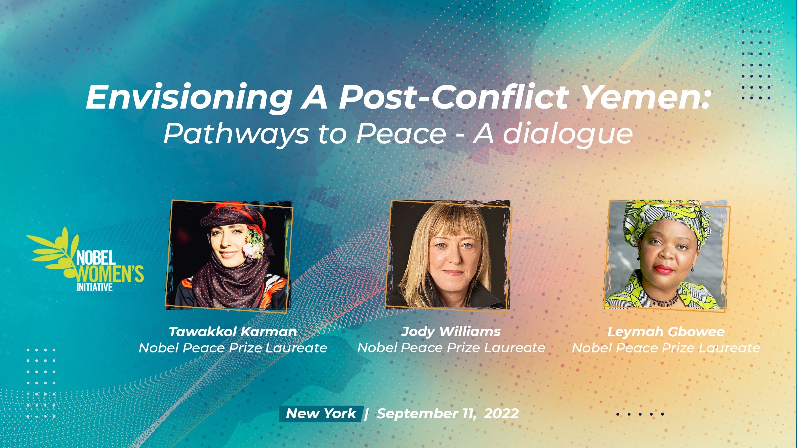 Nobel laureate heads for New York to attend event on post-conflict Yemen organized by Nobel Women's Initiative